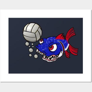 Piranha Volleyball White Posters and Art